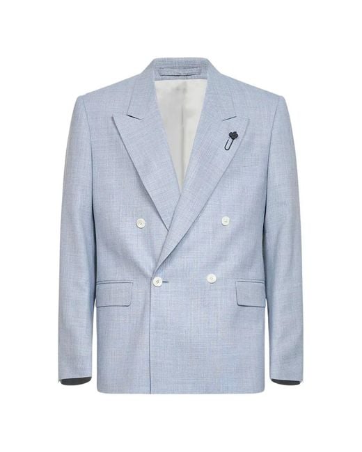 Lardini Blue Double-Breasted Blazer for men