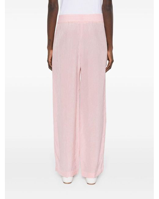 Victoria Beckham Pink Crinkled Straight-leg Trousers