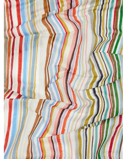 Paul Smith White Signature Stripe Linen Scarf for men