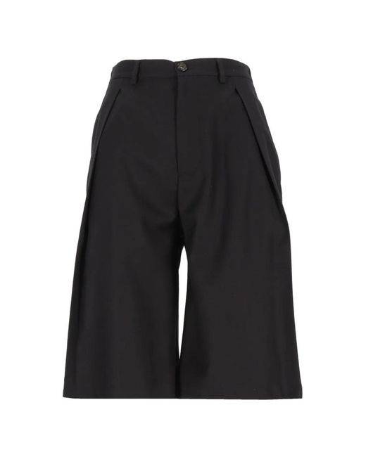 Barena Black Pleated Wool-Blend Shorts