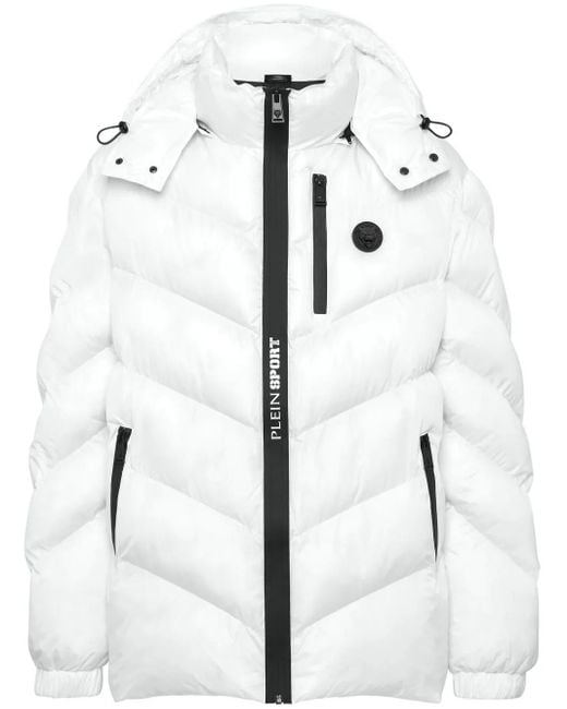 Philipp Plein Donsjack Met Logopatch in het White voor heren