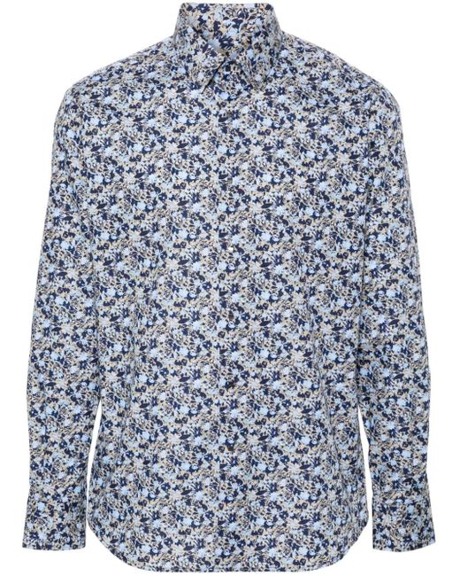 Chemise en coton à fleurs Karl Lagerfeld pour homme en coloris Blue