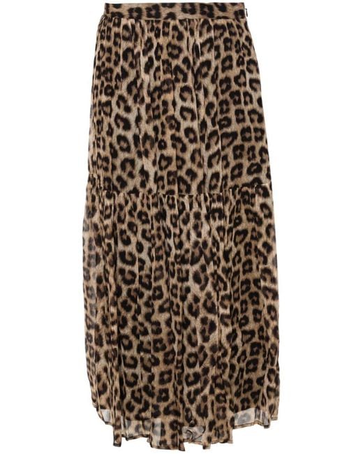 Falda Fley con estampado de leopardo Ba&sh de color Natural
