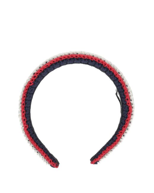 Miu Miu Blue Gehäkeltes Stirnband Mit Streifen