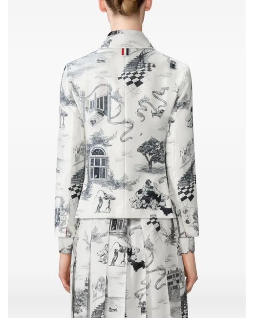 Thom Browne Gray Unconstructed Silk Twill Hector Toile Sportcoat