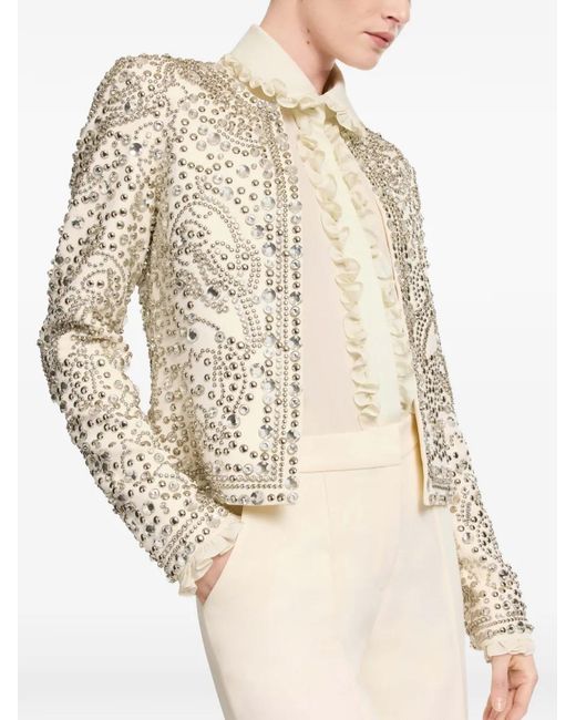 Elie Saab White Bead-Embellishment Jacket