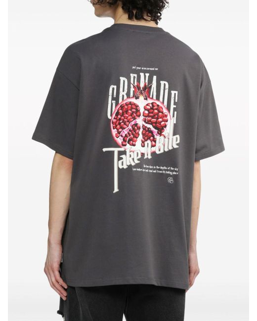FIVE CM Gray Pomegranate-print Cotton T-shirt for men