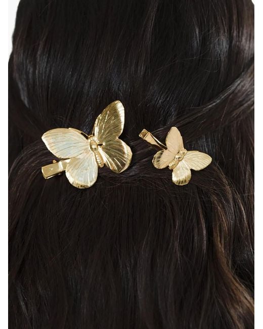 Jennifer Behr Metallic Papillon Barrette (Set Of Two)