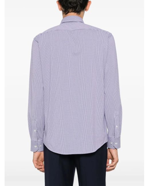 Boss Purple Check-Pattern Long Sleeve Shirt for men