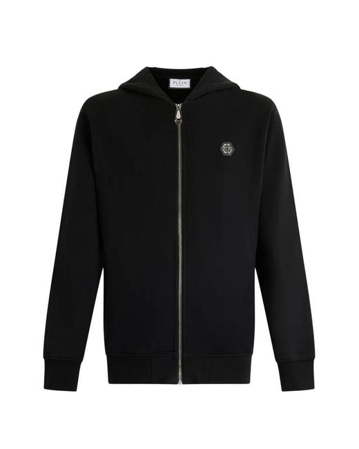 Philipp Plein Black Hoodie À Fermeture Zippée for men