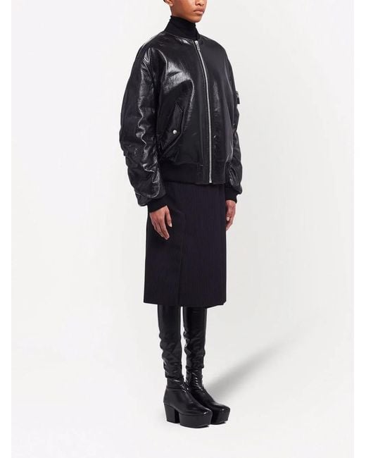 Prada Black Leather Bomber Jacket