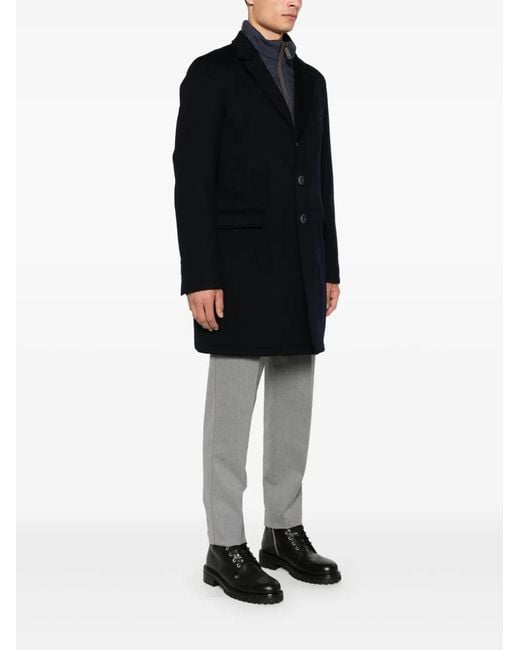Herno Blue Virgin Wool Coat for men