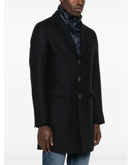 Herno Black Layered Coat for men