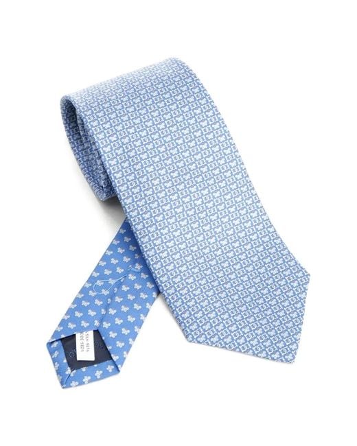 Ferragamo Blue Butterfly-Print Tie for men