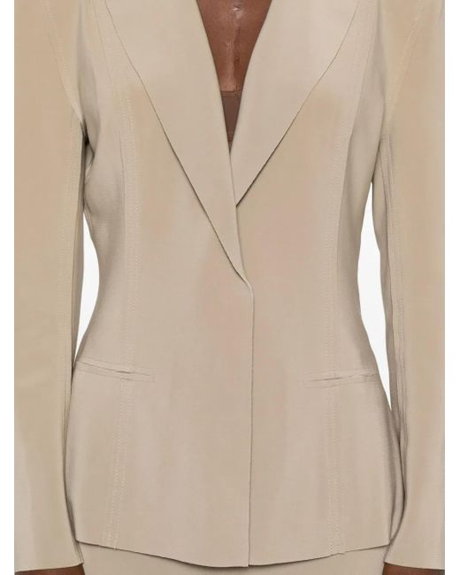 Norma Kamali Natural Single-Breasted Notched-Lapel Jacket
