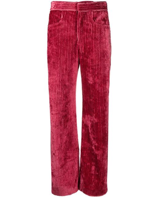 Isabel Marant Red Rwan Cordoroy-Finish Trousers