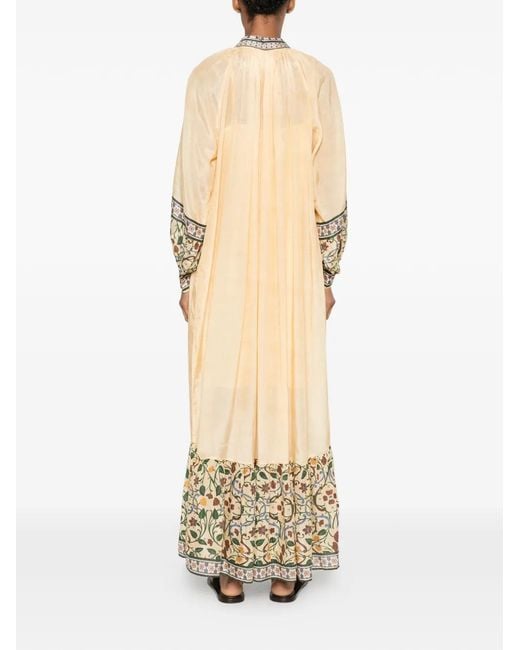 PHILIPPA 1970 Natural Floral-Print Ruffled Maxi Dress