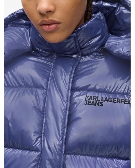 Karl Lagerfeld Blue Logo-Print Puffer Jacket