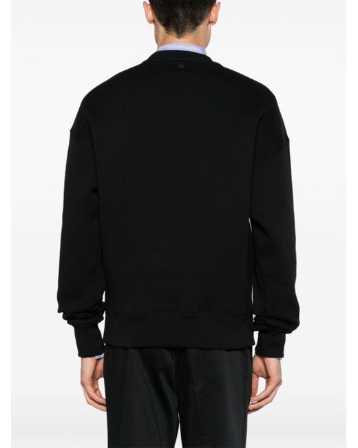 AMI Black Ami De Coeur-embossed Jersey Sweatshirt