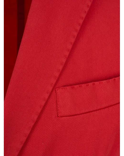 RUSSO CAPRI Red Oxford Button Cotton Blazer for men