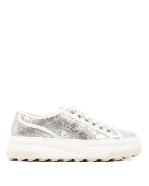 Gucci White Gg-Canvas Sneakers