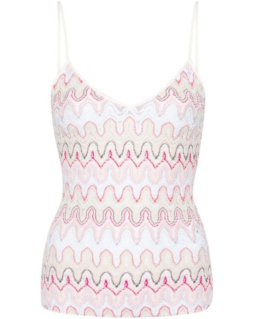 Missoni White Zigzag-woven Knitted Tank Top