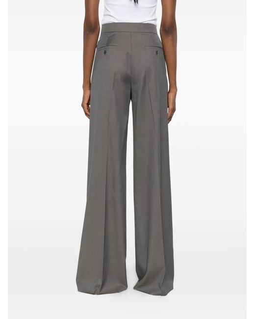 Max Mara Gray Wool Gabardine Trousers