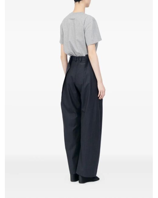 MM6 by Maison Margiela Blue Pinstripe Pleated Trousers