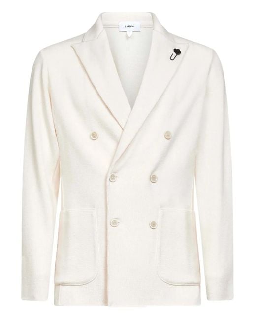 メンズ Lardini Virgin Wool Double-breasted Blazer White