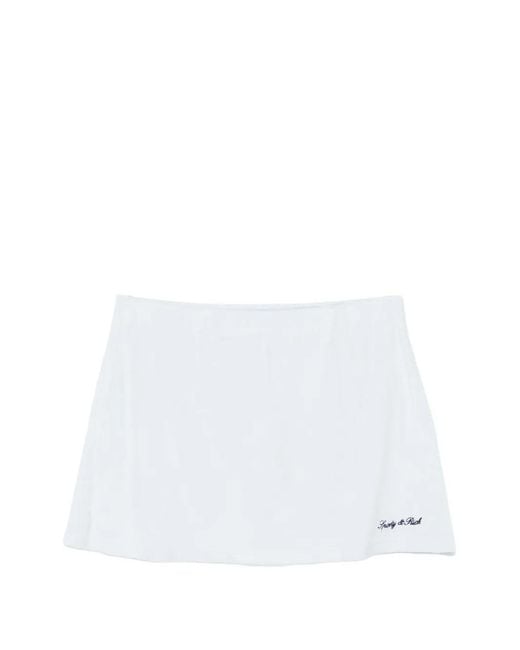 Sporty & Rich White Logo-Embroidered Terry Skirt