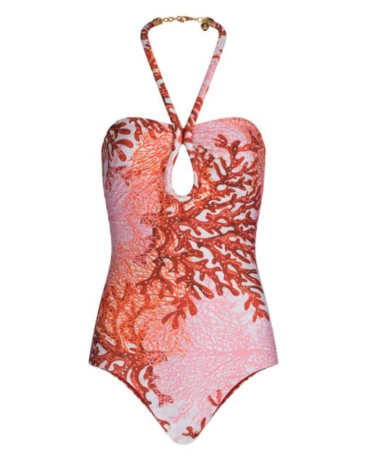 Bañador Frazer con coral estampado Silvia Tcherassi de color Red