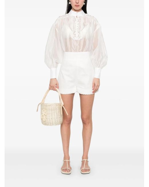 Nissa White Lace-Detailed Blouse