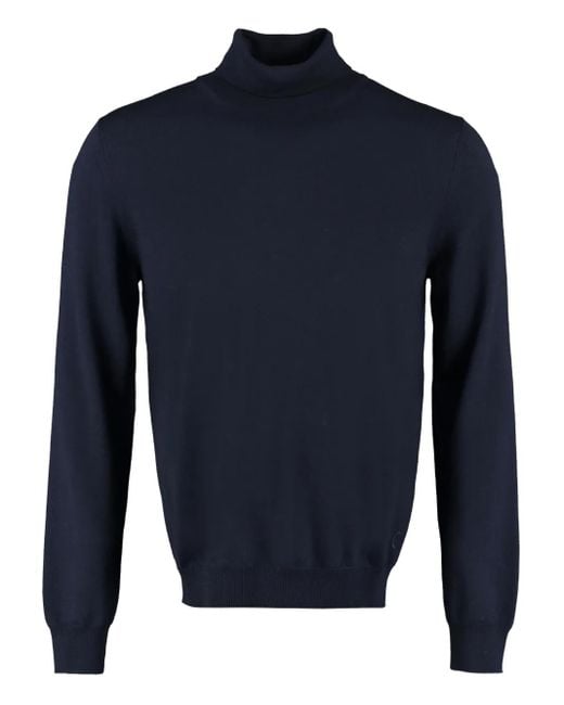 THE (Alphabet) Blue Turtleneck Wool Sweater for men