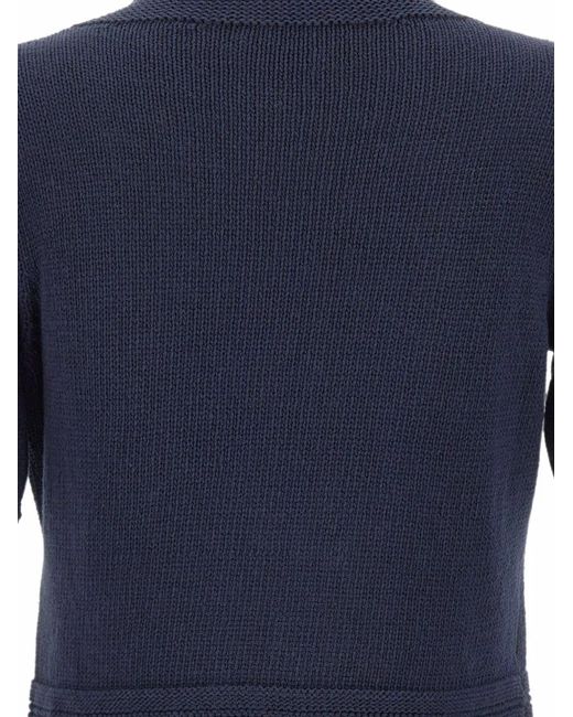 Gran Sasso Blue Braided Short-Sleeve Sweater