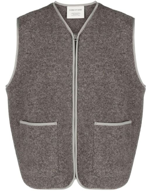 A Kind Of Guise Gray Valur Zip-up Wool Vest for men