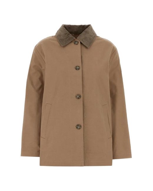 Calvin Klein Brown Corduroy Collar Cotton Overcoat