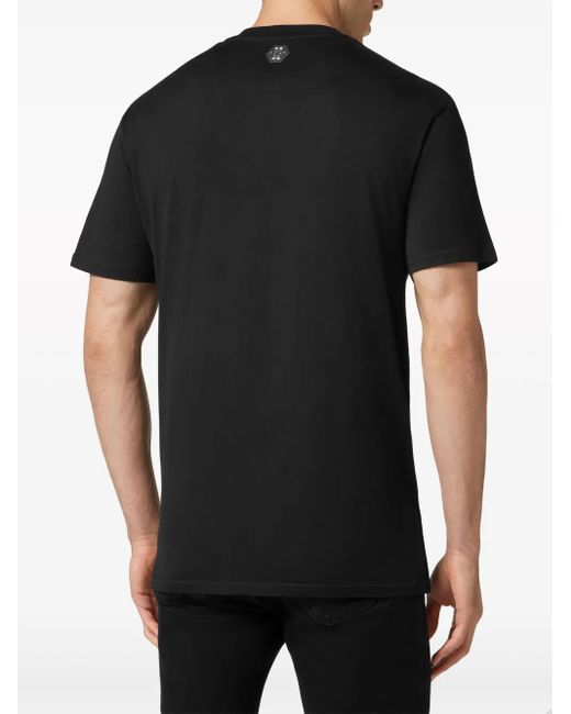 Philipp Plein Black Crystal-Embellished Cotton T-Shirt for men