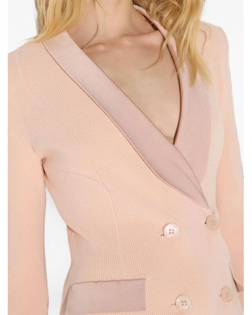 Elisabetta Franchi Pink Knit Jacket With Shiny Viscose Details