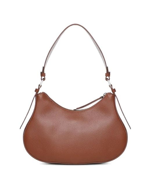 Coccinelle Brown Pocket-Detail Grained-Leather Shoulder Bag