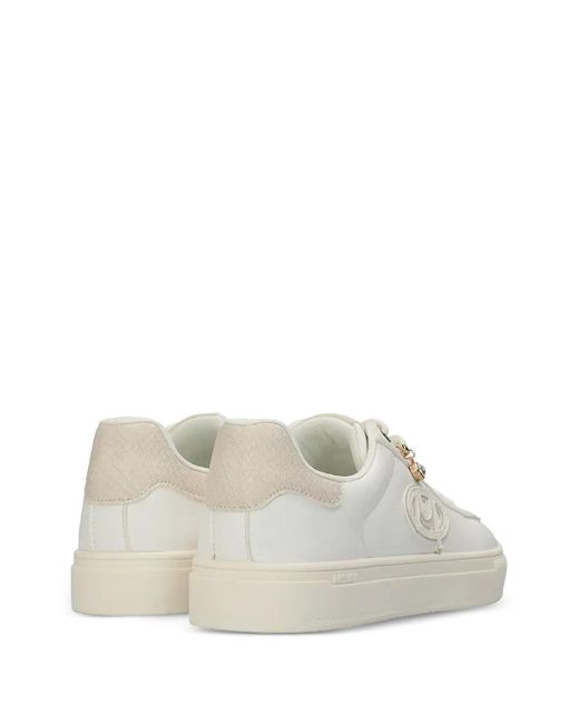 Mexx White Logo-Patch Snakeskin-Effect Sneakers