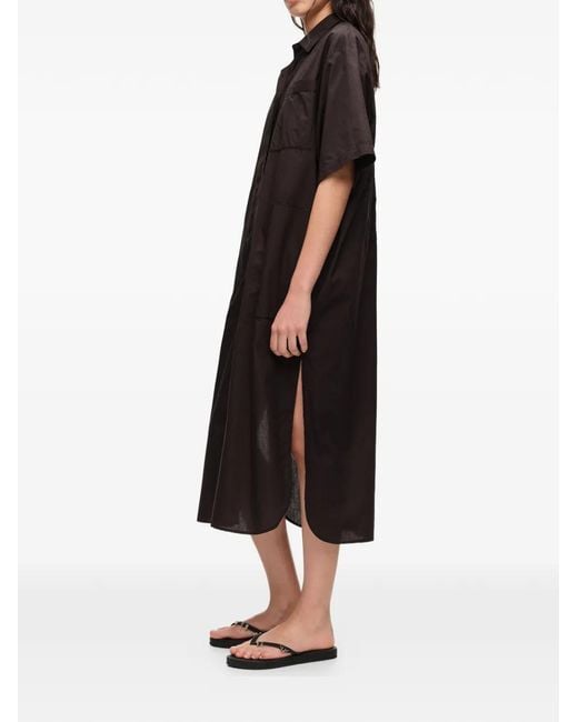 Bimba Y Lola Black Cotton Embroidered Shirt Dress