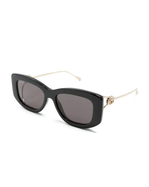 Gucci Gray Rectangle-Frame Sunglasses