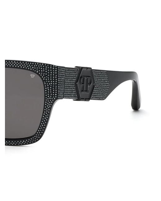 Philipp Plein Gray Square-Frame Crystal-Embellishment Sunglasses