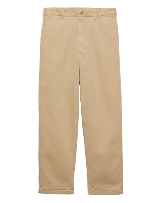 Prada Natural Cotton Gabardine Flat-Front Pants for men