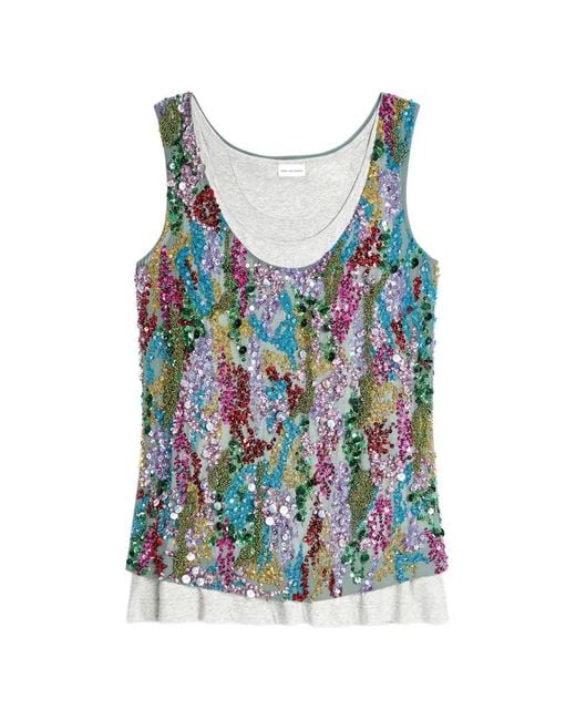 Dries Van Noten Blue Sequin-Embellished Top for men