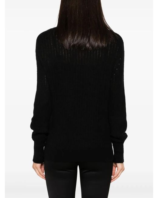Kiton Black Roll-Neck Ribbed-Knit Jumper