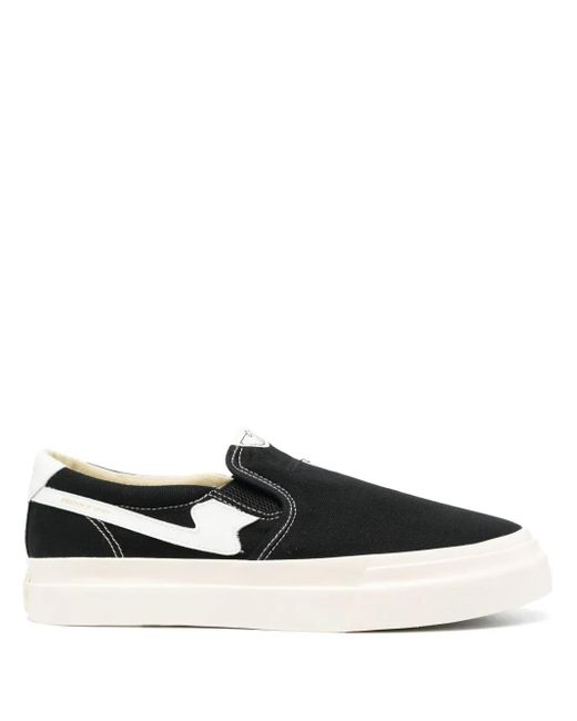 Stepney Workers Club Black Contrast-Stitch Slip-On Sneakers for men
