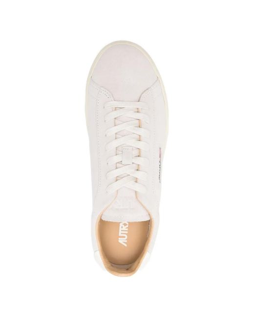 Autry White Dallas Lace-Up Sneakers for men