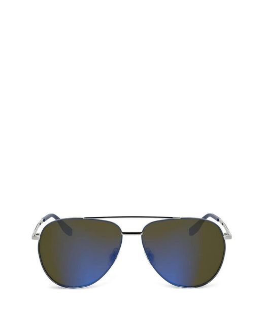 Karl Lagerfeld Metallic Double-Bridge Pilot-Frame Sunglasses