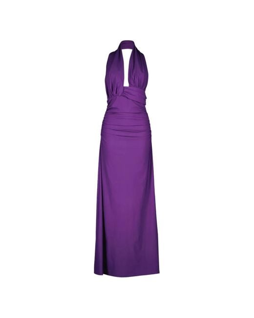 Christopher Esber Purple V-Neck Ruched Beach Dress